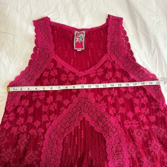 Johnny Was Harper Pink Sleeveless Pleated Tank Blouse size L - Picture 7 of 13